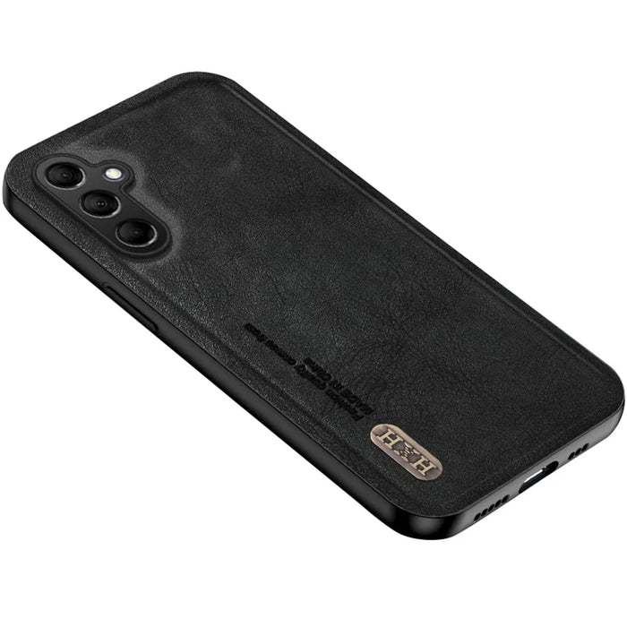 For Samsung Galaxy A36 5G Case Retro Texture Matte TPU + PU Leather Back Cover Support Magnetic Car Holder - Black - 1