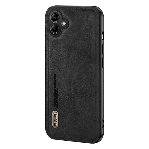 For Samsung Galaxy A06 4G Case Retro Texture Matte TPU + PU Leather Back Cover Support Magnetic Car Holder - Black - 1