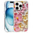 For iPhone 16 Pro Max Phone Case IMD Pattern Print PC TPU Mobile Cover - Pink White Flower - 1