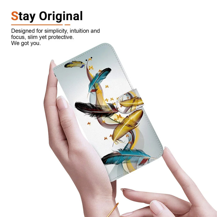 For iPhone 16 Plus Case Pattern Printing Anti-Drop Leather Flip Wallet Phone Cover with Lanyard - Golden Butterfly Feather - 5