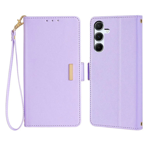 For Samsung Galaxy A36 5G Leather Wallet Case RFID Blocking Stand Cover with Hand Strap - Purple - 1