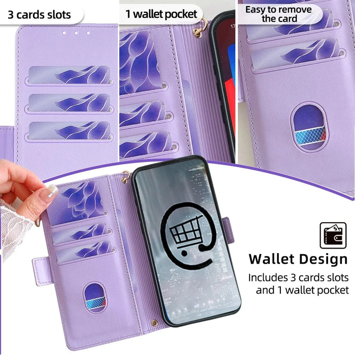 For Samsung Galaxy A36 5G Leather Wallet Case RFID Blocking Stand Cover with Hand Strap - Purple - 7