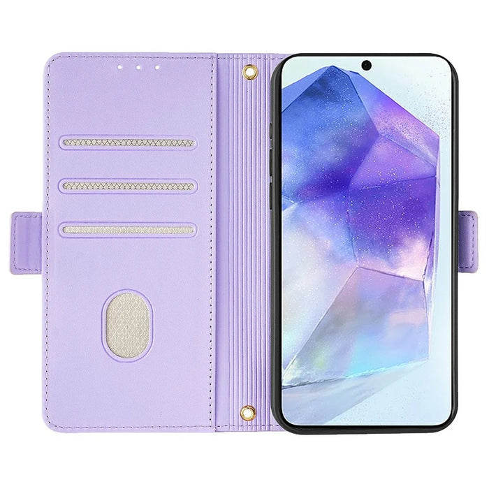 For Samsung Galaxy A26 5G Leather Wallet Case RFID Blocking Stand Cover with Hand Strap - Purple - 2