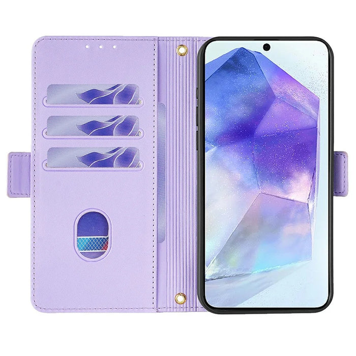 For Samsung Galaxy A26 5G Leather Wallet Case RFID Blocking Stand Cover with Hand Strap - Purple - 3