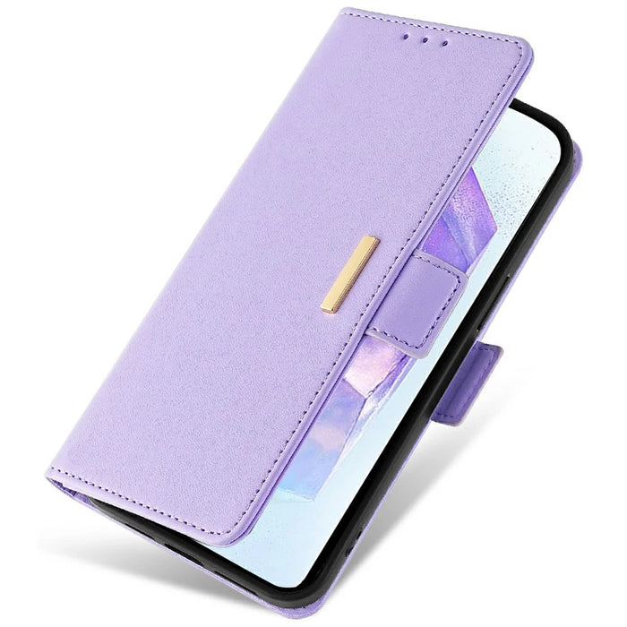 For Samsung Galaxy A26 5G Leather Wallet Case RFID Blocking Stand Cover with Hand Strap - Purple - 5