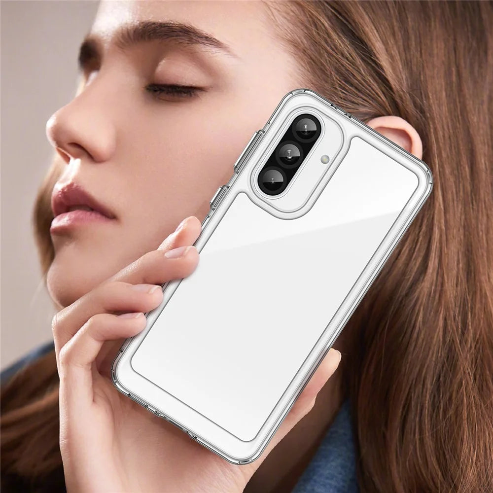 WANLONFENG MF Series for Samsung Galaxy A56 5G Case TPU Acrylic Clear Phone Cover with Tempered Glass Film - 7