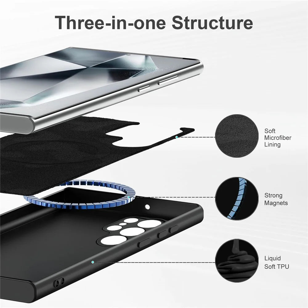 For Samsung Galaxy S25 Ultra Magnetic Case Rubberized TPU Phone Cover - 4