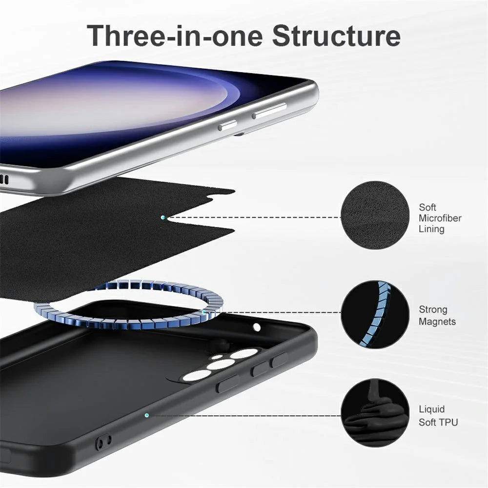 For Samsung Galaxy S25 Magnetic Case Rubberized TPU Phone Cover - 3