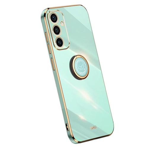 XINLI For Samsung Galaxy A26 5G Case Ring Kickstand Electroplating TPU Phone Cover - Cyan - 1