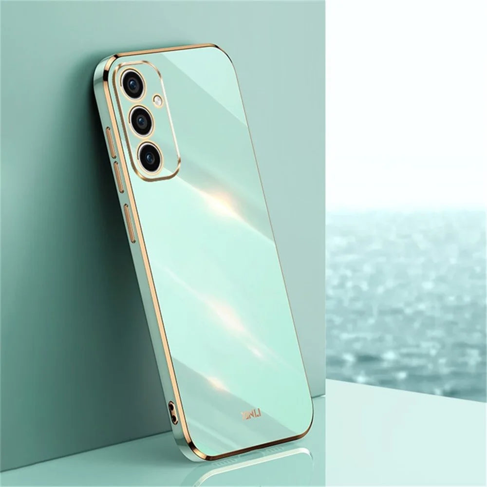 XINLI For Samsung Galaxy A56 5G Case TPU Phone Cover with Electroplating Frame - Cyan - 2