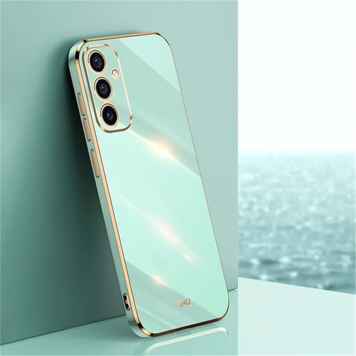 XINLI For Samsung Galaxy A56 5G Case TPU Phone Cover with Electroplating Frame - Cyan - 2