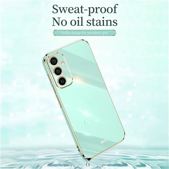 XINLI For Samsung Galaxy A56 5G Case TPU Phone Cover with Electroplating Frame - Cyan - 3