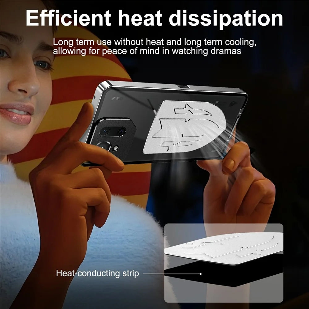 For Asus ROG Phone 9 5G / Phone 9 Pro 5G Case Heat Dissipation Metal Frame PC Phone Cover - Silver - 5