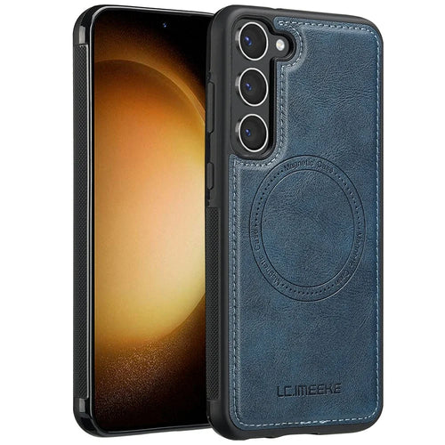 LC.IMEEKE For Samsung Galaxy S23 Magnetic Case Leather TPU Back Cover - Blue - 1