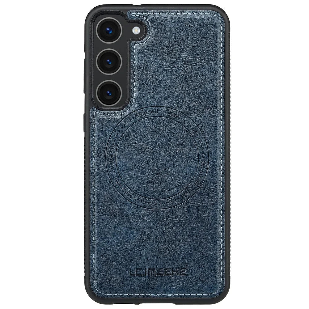 LC.IMEEKE For Samsung Galaxy S23 Magnetic Case Leather TPU Back Cover - Blue - 2