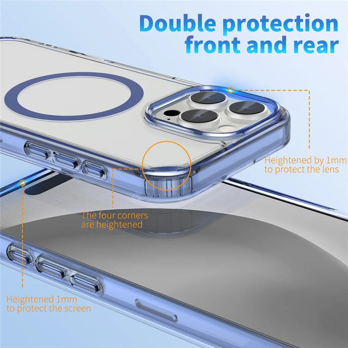 For iPhone 16 Pro Case Compatible with MagSafe Folding Kickstand Anti Drop PC + TPU Back Cover - Blue - 6