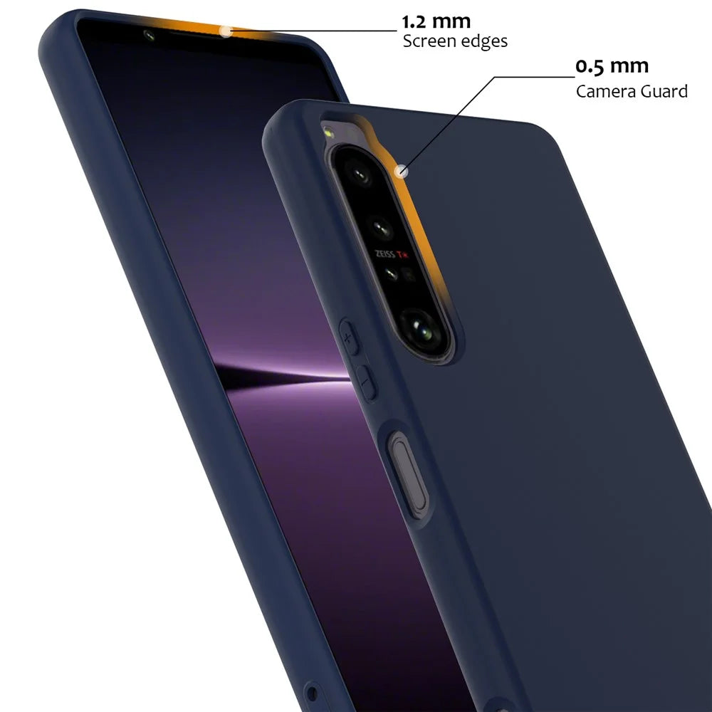 For Sony Xperia 1 IV 5G Magnetic Case Liquid Silicone Phone Cover with Lanyard - Dark Blue - 7
