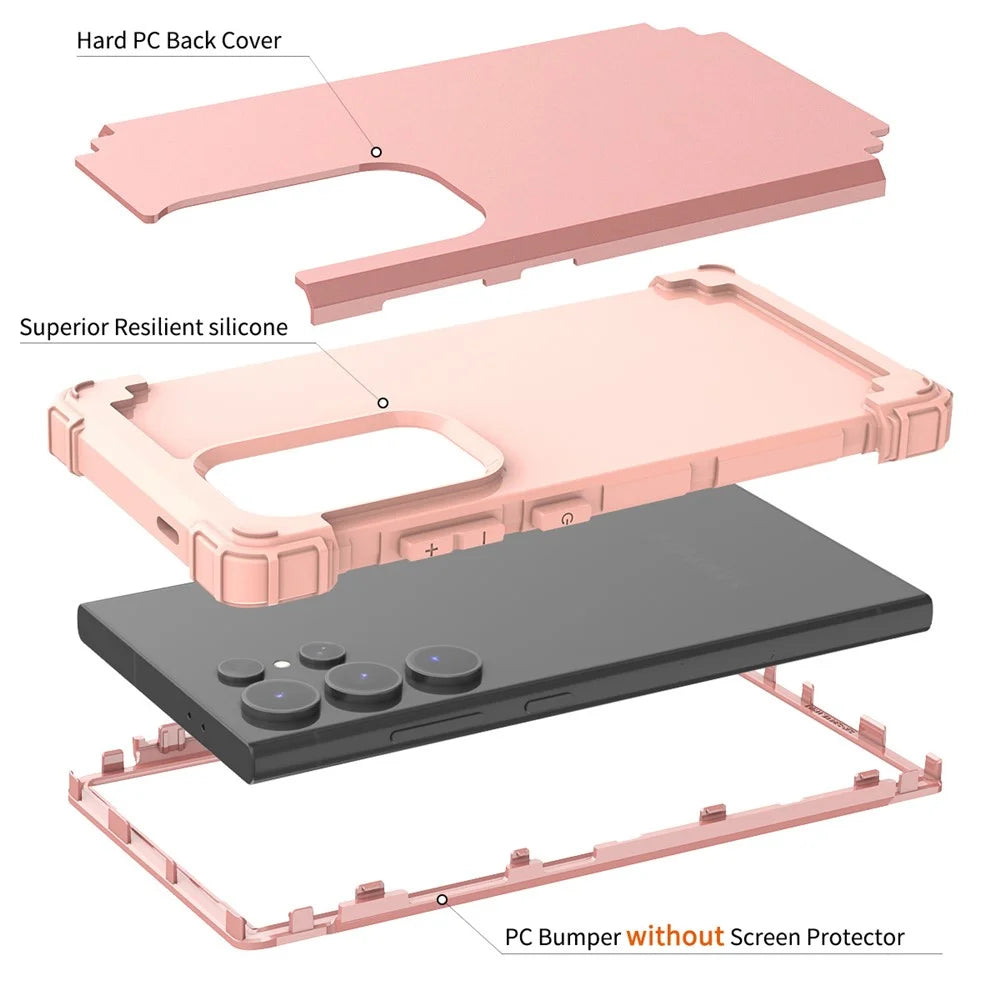 L-Style For Samsung Galaxy S25 Ultra Case Shockproof PC + TPU Phone Back Cover - Pink - 7