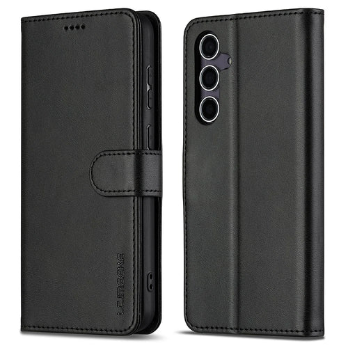 LC.IMEEKE For Samsung Galaxy A26 5G Case Calf Texture PU Leather Stand Wallet Phone Cover - Black - 1