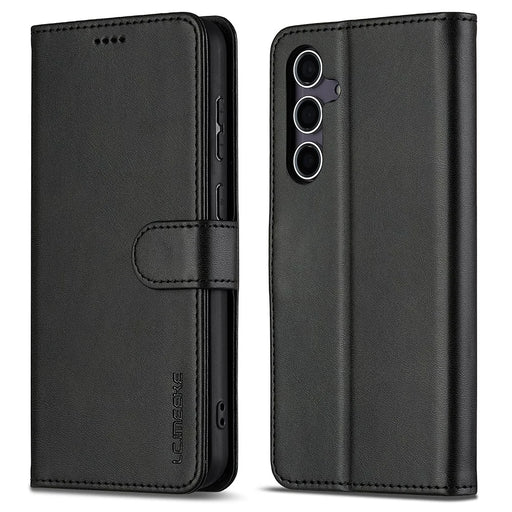 LC.IMEEKE For Samsung Galaxy A26 5G Case Calf Texture PU Leather Stand Wallet Phone Cover - Black - 1