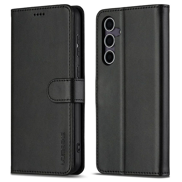LC.IMEEKE For Samsung Galaxy A26 5G Case Calf Texture PU Leather Stand Wallet Phone Cover - Black - 1