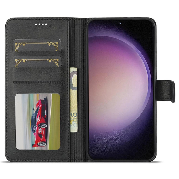LC.IMEEKE For Samsung Galaxy A26 5G Case Calf Texture PU Leather Stand Wallet Phone Cover - Black - 2