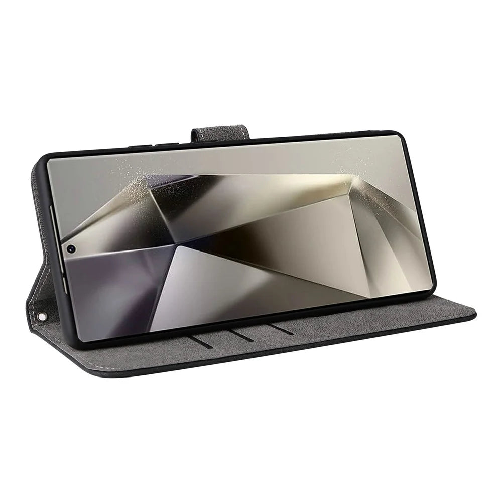 For itel S25 Ultra Wallet Case RFID Blocking PU Leather Cover Stand View - Black - 3