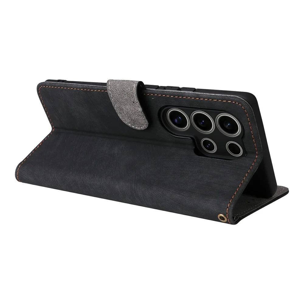 For itel S25 Ultra Wallet Case RFID Blocking PU Leather Cover Stand View - Black - 4