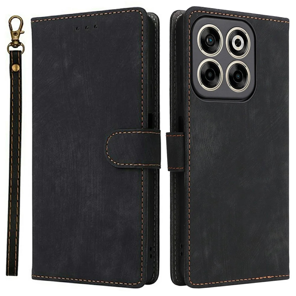 For ZTE Blade V70 / nubia V70 Wallet Case RFID Blocking PU Leather Cover Stand View - Black - 1