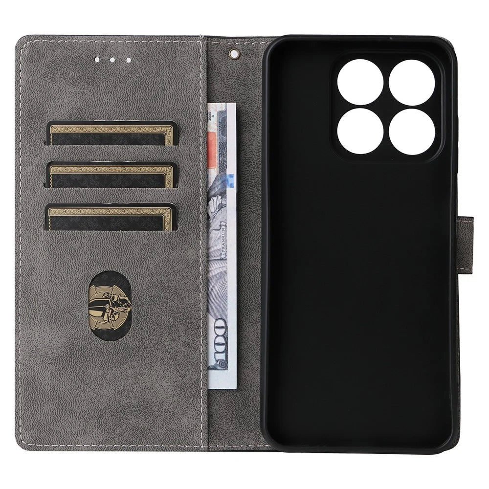 For ZTE Blade V70 / nubia V70 Wallet Case RFID Blocking PU Leather Cover Stand View - Black - 5