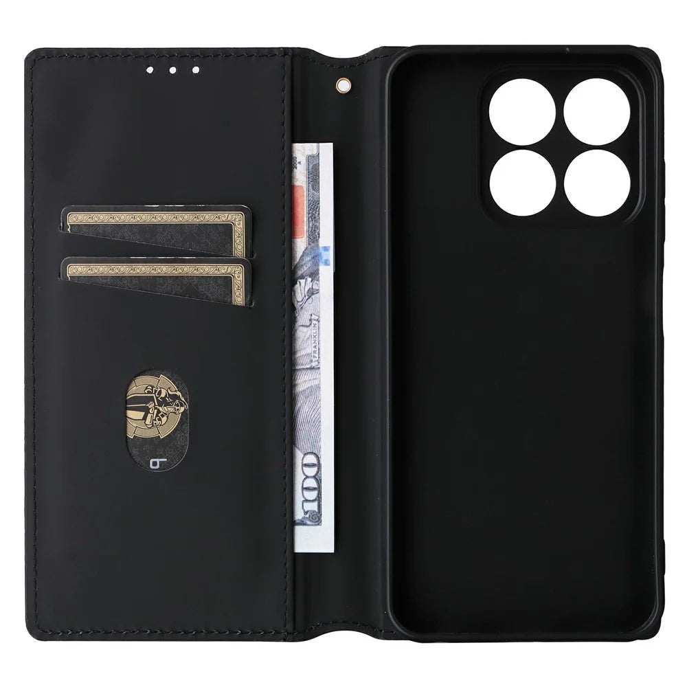 For ZTE Blade V70 / nubia V70 Wallet Case Rhombus Imprinted Leather Phone Cover - Silver - 5