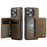 AUTSPACE For iPhone 14 Pro Case  A13 Vintage Leather Back Cover with Magnetic Detachable Card Bag - Coffee - 1
