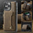 AUTSPACE For iPhone 14 Pro Case  A13 Vintage Leather Back Cover with Magnetic Detachable Card Bag - Coffee - 5