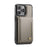 AUTSPACE For iPhone 15 Pro Case  A13 Vintage Leather Back Cover with Magnetic Detachable Card Bag - Grey - 2