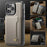 AUTSPACE For iPhone 15 Pro Case  A13 Vintage Leather Back Cover with Magnetic Detachable Card Bag - Grey - 5