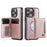 AUTSPACE For iPhone 15 Pro Max Case  A13 Vintage Leather Back Cover with Magnetic Detachable Card Bag - Rose Gold - 1