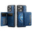AUTSPACE For iPhone 14 Pro Max Case  A13 Vintage Leather Back Cover with Magnetic Detachable Card Bag - Blue - 1