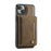 AUTSPACE For iPhone 14 Case  A13 Vintage Leather Back Cover with Magnetic Detachable Card Bag - Coffee - 2