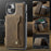 AUTSPACE For iPhone 14 Case  A13 Vintage Leather Back Cover with Magnetic Detachable Card Bag - Coffee - 5