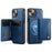 AUTSPACE For iPhone 14 Plus Case  A13 Vintage Leather Back Cover with Magnetic Detachable Card Bag - Blue - 1