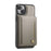 AUTSPACE For iPhone 15 Case  A13 Vintage Leather Back Cover with Magnetic Detachable Card Bag - Grey - 2