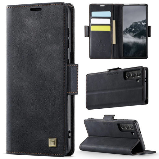 AUTSPACE For Samsung Galaxy S21+ 5G Case  A11 RFID Blocking Retro Leather Cell Phone Wallet Cover - Black - 2