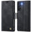 AUTSPACE For Samsung Galaxy S21 FE 5G Case  A11 RFID Blocking Retro Leather Cell Phone Wallet Cover - Black - 1
