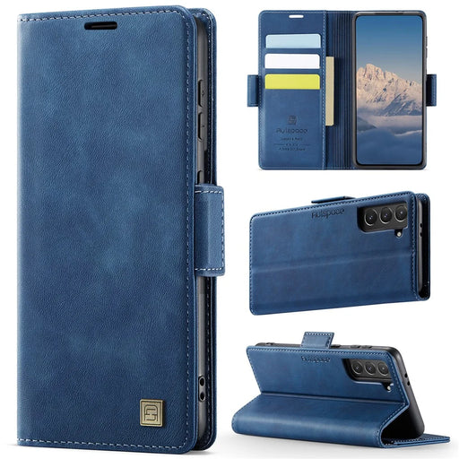 AUTSPACE For Samsung Galaxy S22 5G Case  A11 RFID Blocking Retro Leather Cell Phone Wallet Cover - Blue - 2