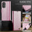 AUTSPACE For Samsung Galaxy A52 5G Case  A11 RFID Blocking Retro Leather Cell Phone Wallet Cover - Pink - 7