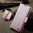 AUTSPACE For Samsung Galaxy A35 5G Case  A11 RFID Blocking Retro Leather Cell Phone Wallet Cover - Pink - 3
