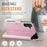 AUTSPACE For Samsung Galaxy A35 5G Case  A11 RFID Blocking Retro Leather Cell Phone Wallet Cover - Pink - 5