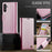 AUTSPACE For Samsung Galaxy A35 5G Case  A11 RFID Blocking Retro Leather Cell Phone Wallet Cover - Pink - 7