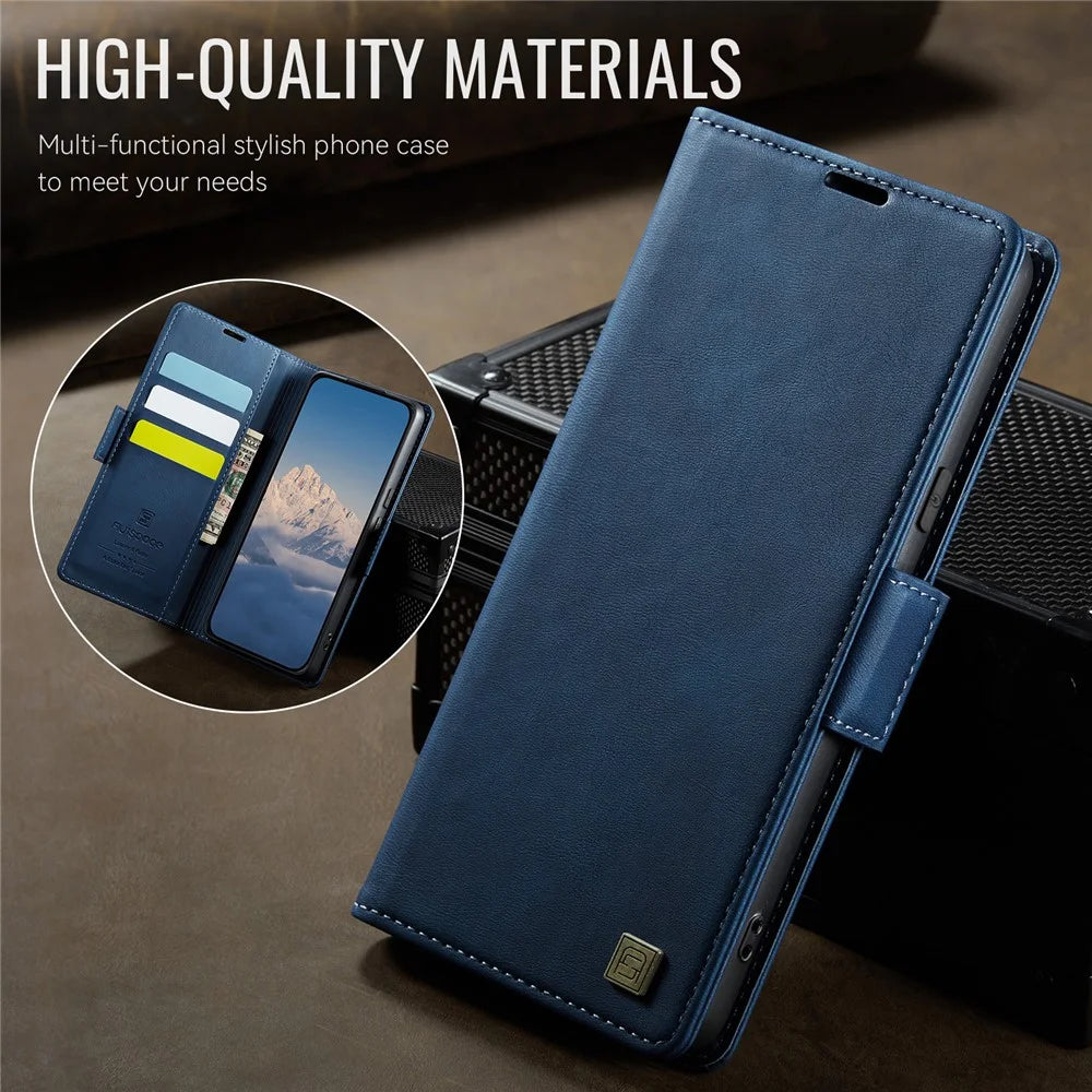AUTSPACE For Google Pixel 8a Case  A11 RFID Blocking Retro Leather Cell Phone Wallet Cover - Blue - 3