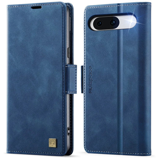 AUTSPACE For Google Pixel 8 Case  A11 RFID Blocking Retro Leather Cell Phone Wallet Cover - Blue - 1